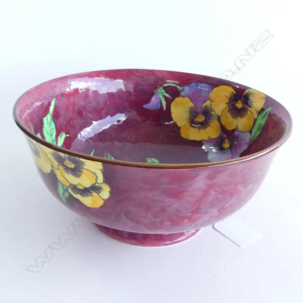ROYAL DOULTON PANSY BOWL PLUM COLORED COLOURWAY #D6402 H, 95mm x W. 190mm Image 1++