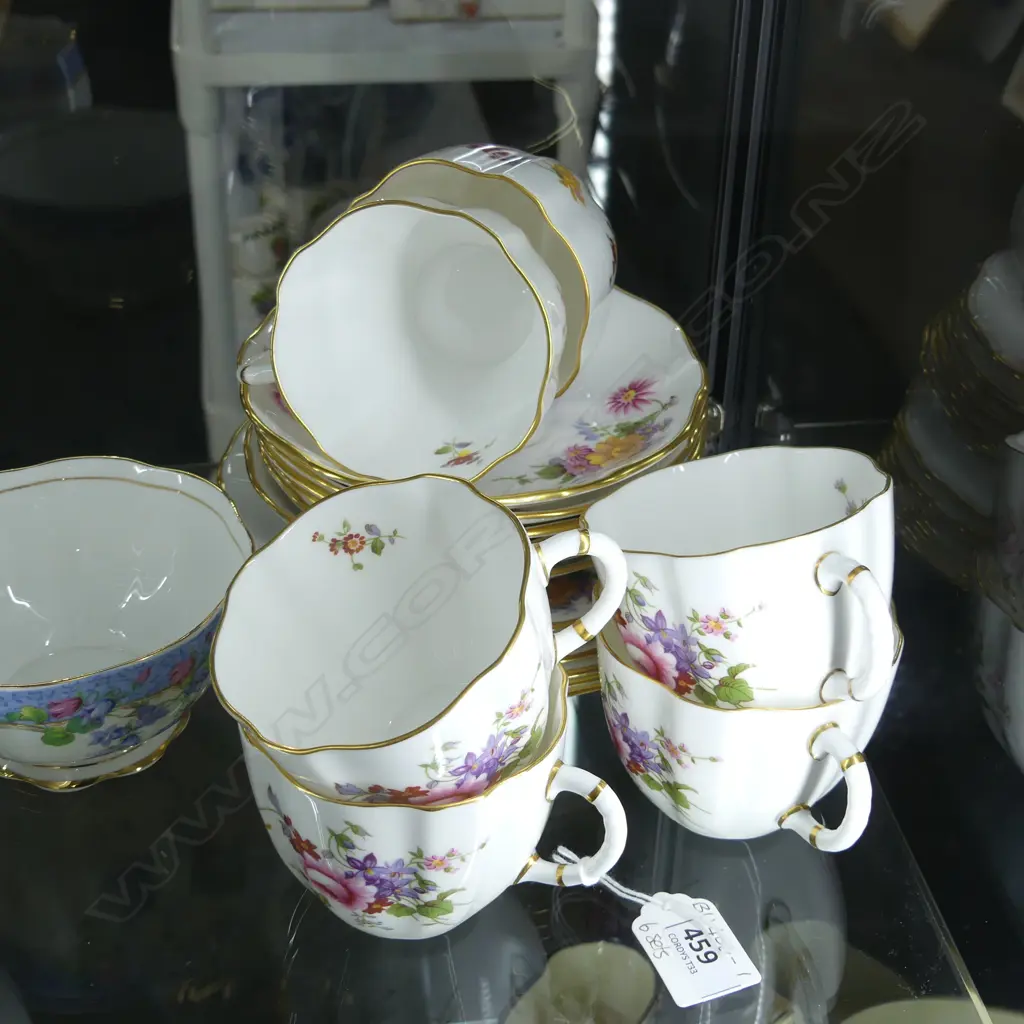 ROYAL CROWN DERBY, DERBY POSIES, 6 TRIOS - RED STAMP TO BASE Image 1++
