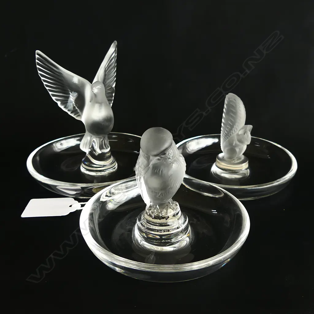 3 x LALIQUE RING? DISHES D. 105mm Image 1++