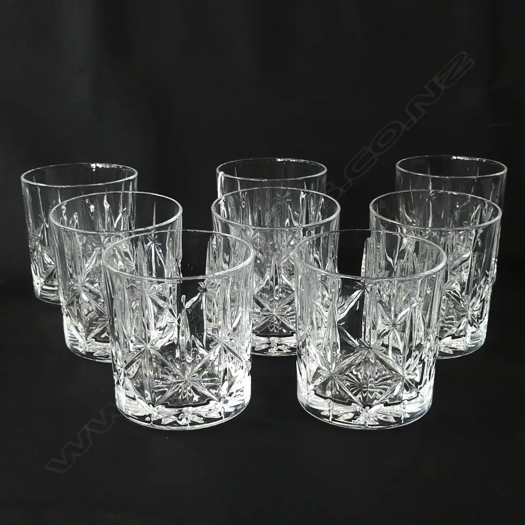 8 WATERFORD CRYSTAL MARQUIS DOUBLE OLD FASHIONED TUMBLERS H 95MM ACID STAMP TO BASE Image 1++