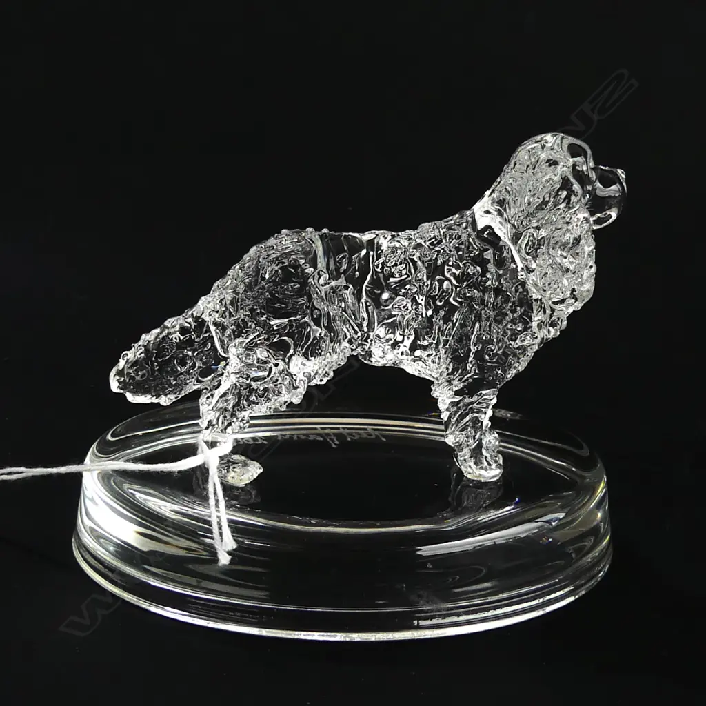 CAVALIER KING CHARLES SPANIEL GLASS STATUETTE - SIGNED & DATED 'NEIL HARRIS 2016' Image 1++