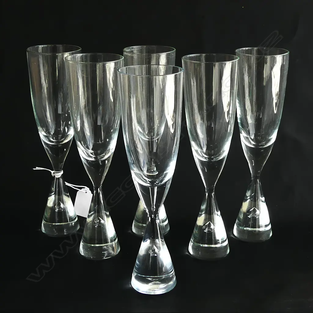 6 UNUSUAL HANDBLOWN CHAMPAGNE GLASSES  Image 1++