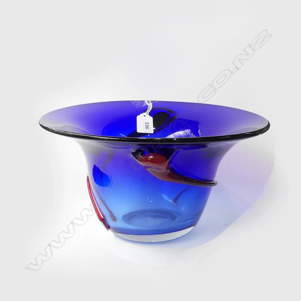 ITALIAN MURANO BLUE ART GLASS BOWL 300mm dia Image 1++