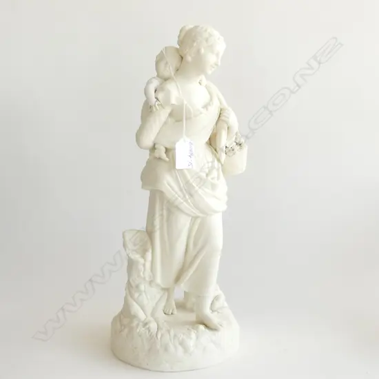 VICTORIAN PARIAN FIGURE WOMAN WITH CHILD some repairs. H.400mm