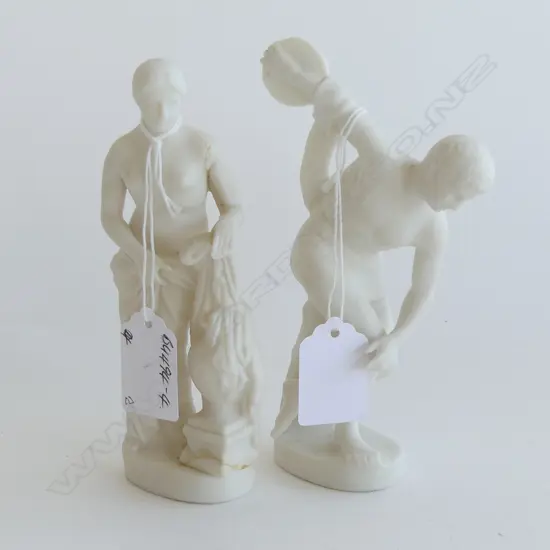 2 PARIAN TYPE FIGURES: DISCUS THROWER + SEMI NAKED WOMAN A.F H,150mm
