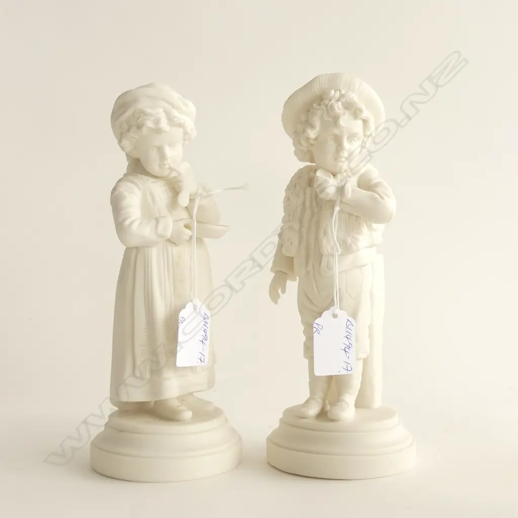 PR VICTORIAN PARIAN FIGURES BOY & GIRL WITH BOWL & SPOON  AF H.220mm Image 1++