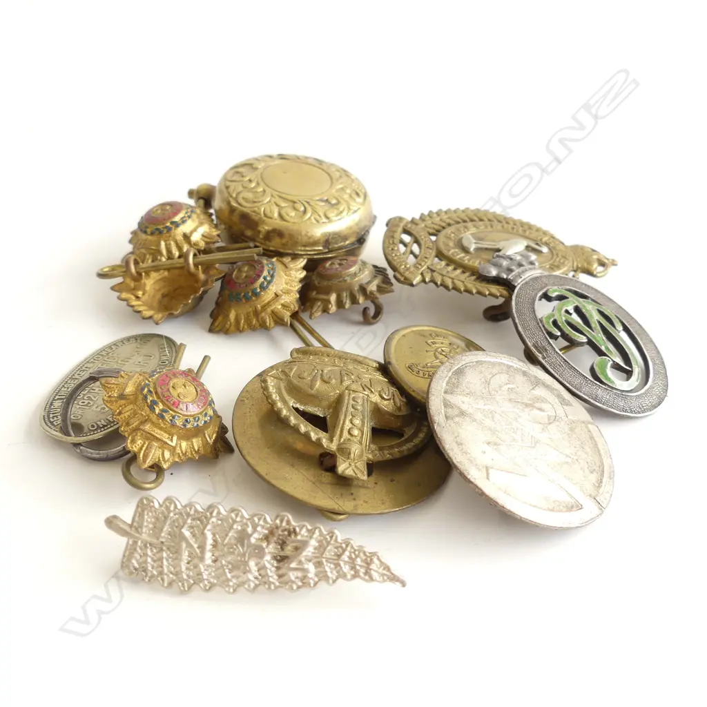 10+ MILTARY & OTHER BADGES: CANT. INFANT. + WAC ? + SILVER MATAMATA BRANCH GILT SOVEREIGN CASE ETC Image 1++