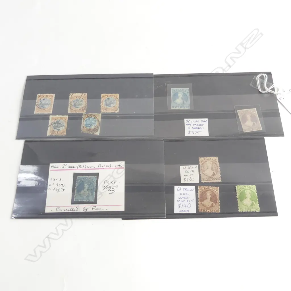 6 NZ FULL FACE QUEENS. 2 IMPERF. 2d & 3d lilac. + 6d brown 1/- green 1d brown 2d blue Image 1++