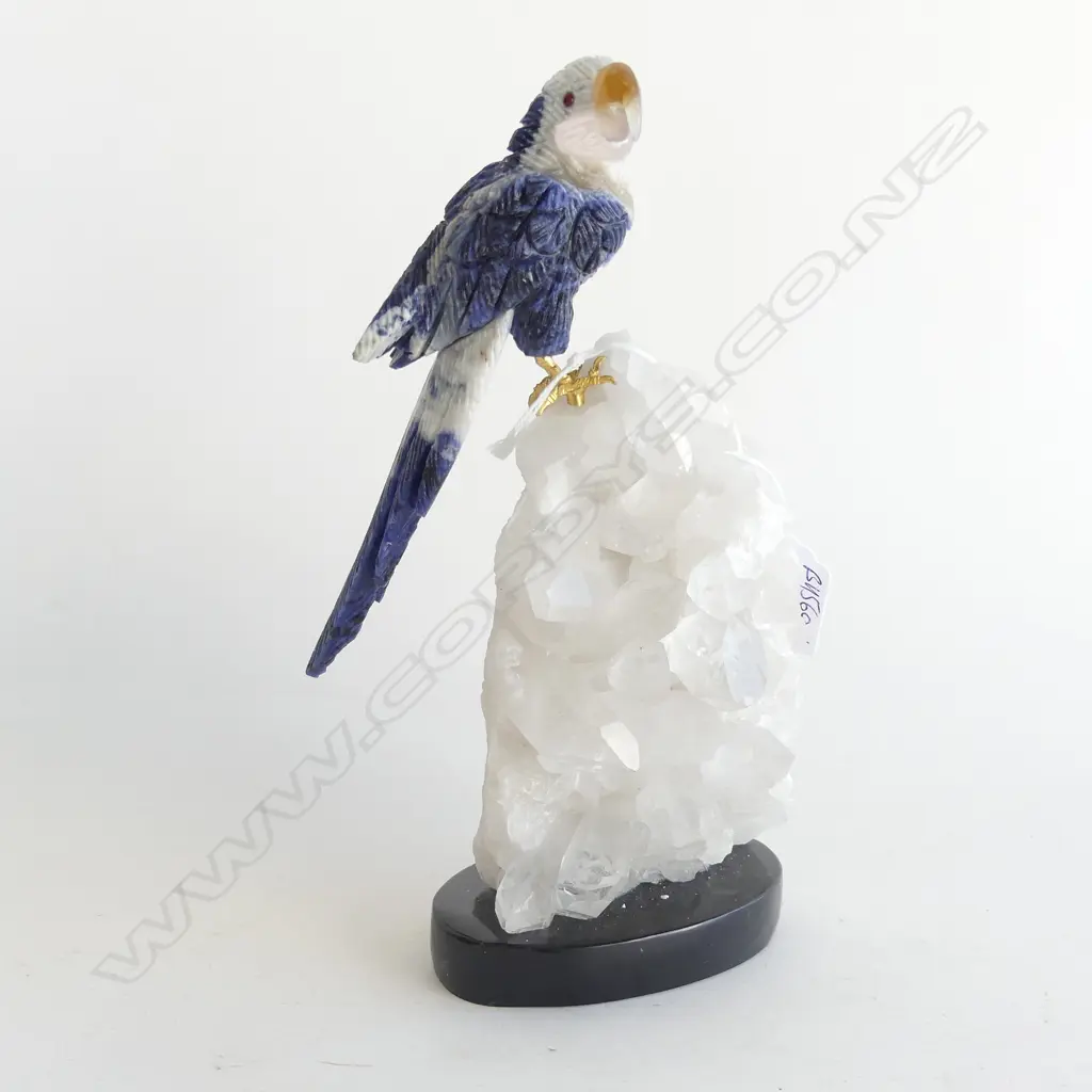 ROCK CRYSTAL CARVED PARROT ON CRYSTAL BASE.H.205mm Image 1++