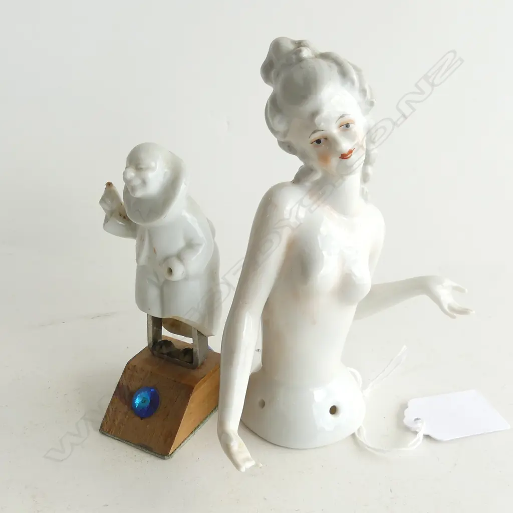 (11) 2 ITEMS PORCELAIN HALF DOLL & PORCELAIN DOLLS HEAD AF Image 1++