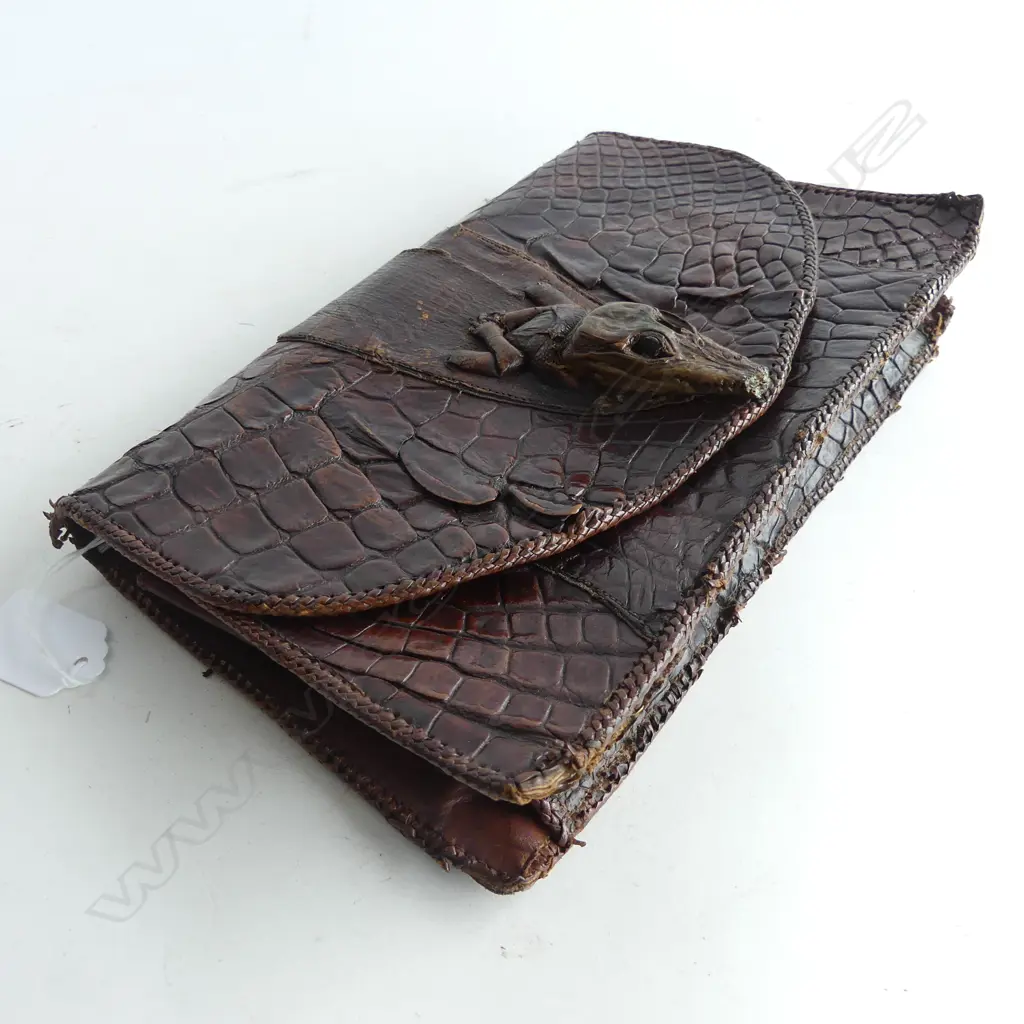 VINTAGE CROCODILE CLUTCH H. 160mm x 260mm Image 1++