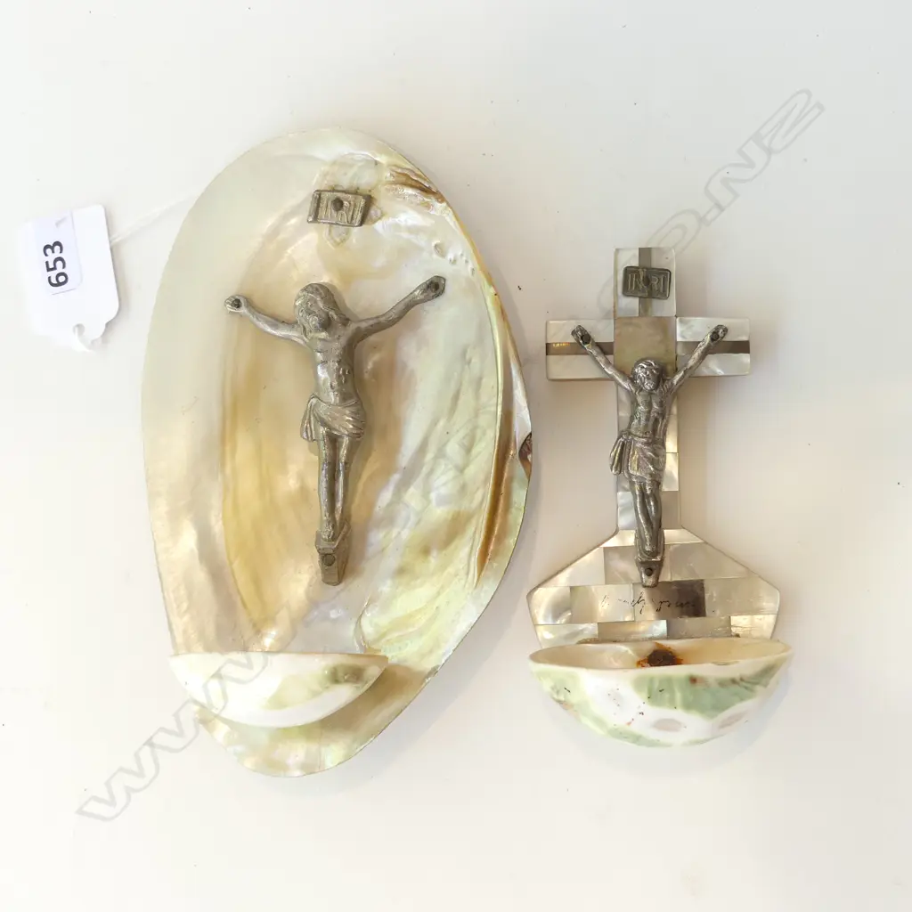 2 WALL MOP FONTS WITH CRUCIFIXES - LARGEST H 155MM Image 1++