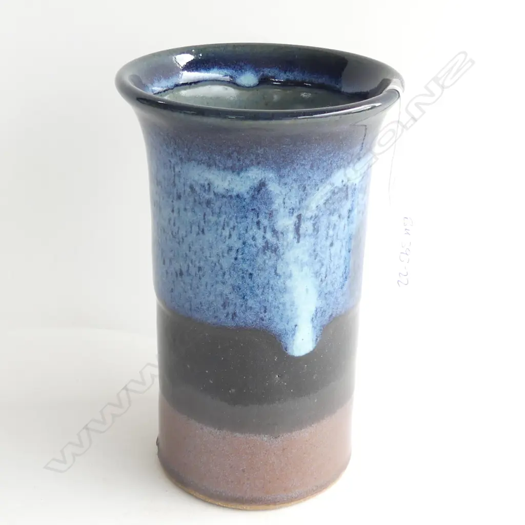 PETER STICHBURY CHUN & TENMOKU CYLINDER VASE H.175mm Image 1++