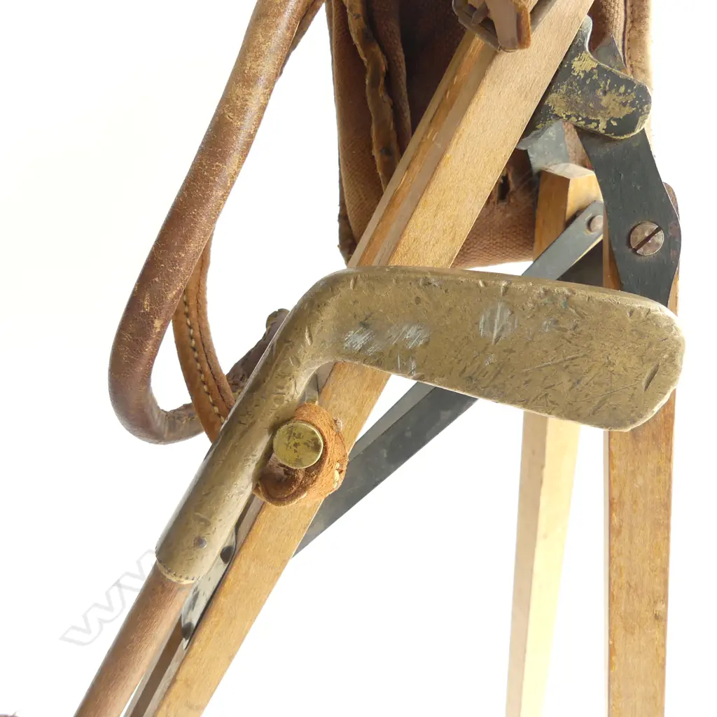 RARE EARLY GOLF BAG 'OSMONDS AUTOMATION' PATENTED 1893 WITH SINGLE CLUB H. 570mm Image 1++