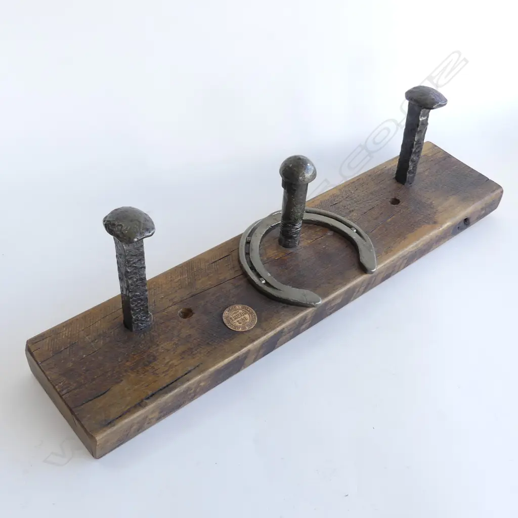 COAT RACK USING 3 LARGE NAILS H. 120 x W. 540mm Image 1++