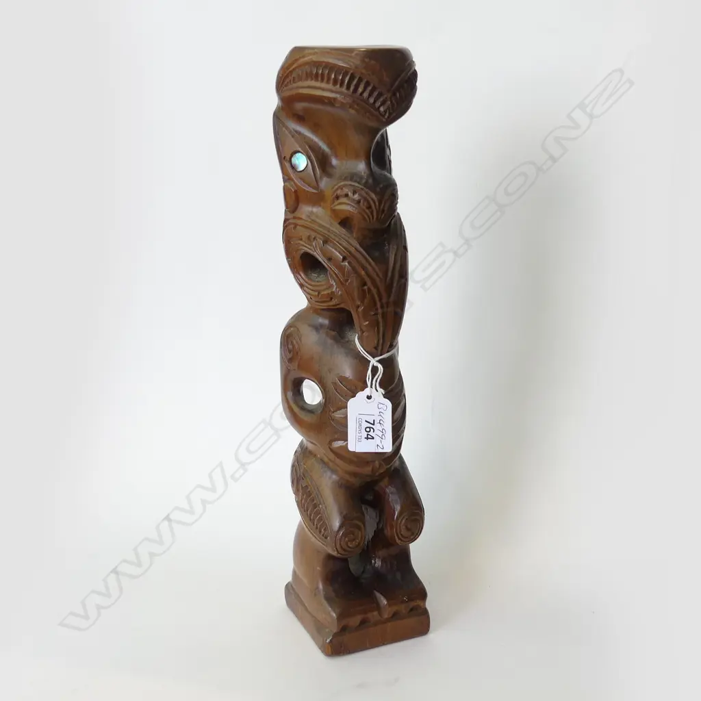 MAORI CARVED STYLISED STANDING FIGURE H.345mm Image 1++