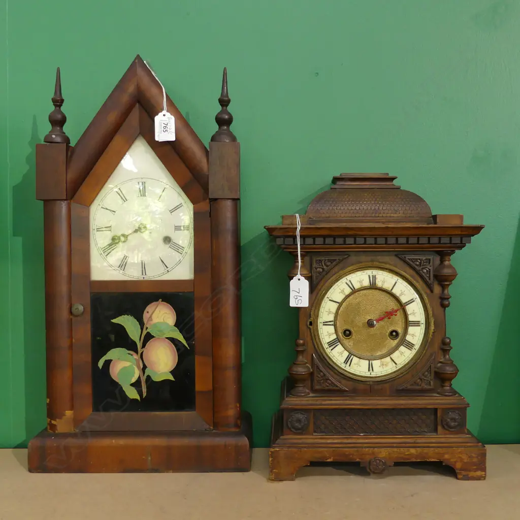 2 LATE 19THC MANTLE CLOCKS BOTH A/F H 520 MM Image 1++