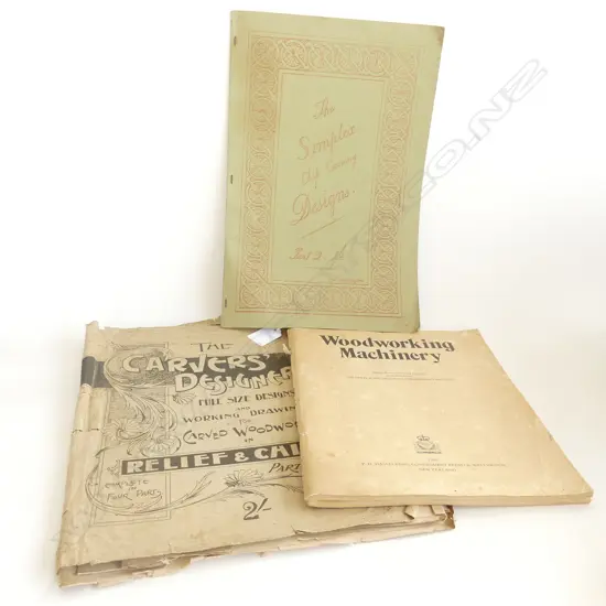 3 VOLS CHIP CARVING DESIGNS + WOODWORK MACHINERY
