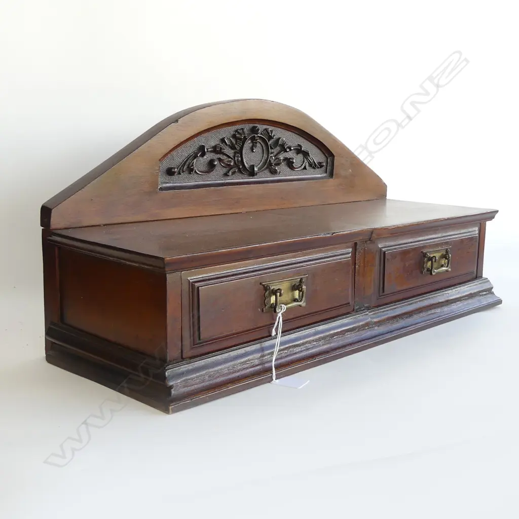 MAHOGANY SHELF w. TWO DRAWERS W.580mm Image 1++