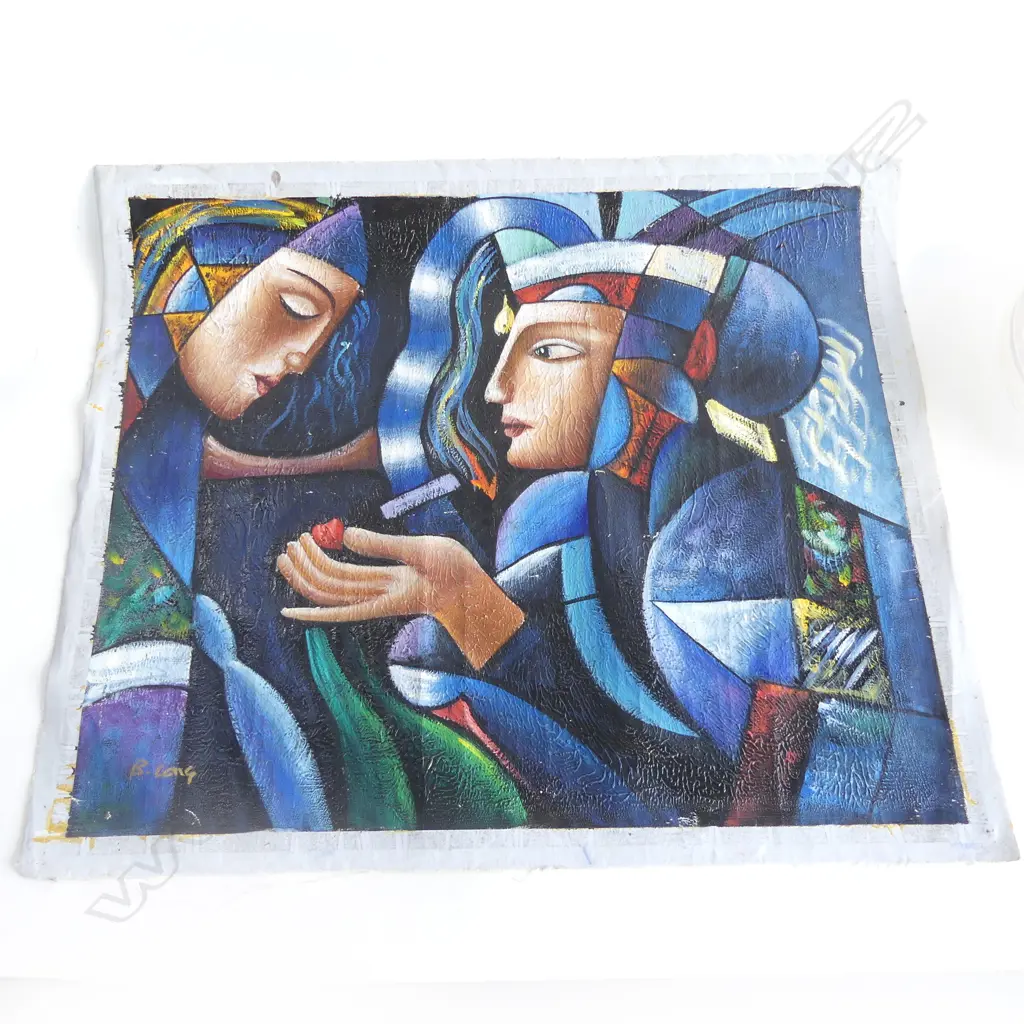 B. LONG OIL ON CANVAS MODERNIST STYLE Image 1++
