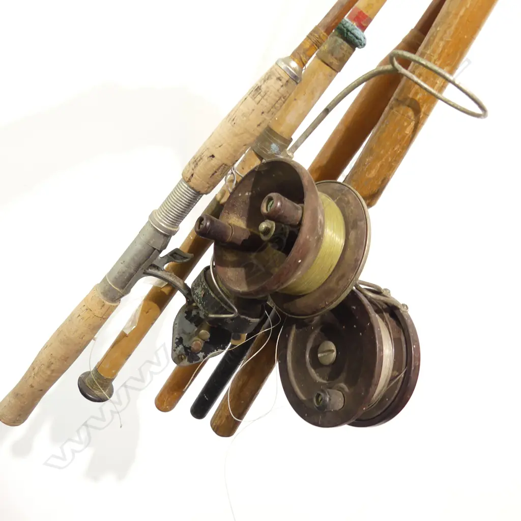 5 VINTAGE 1 PIECE FISHING RODS Image 1++