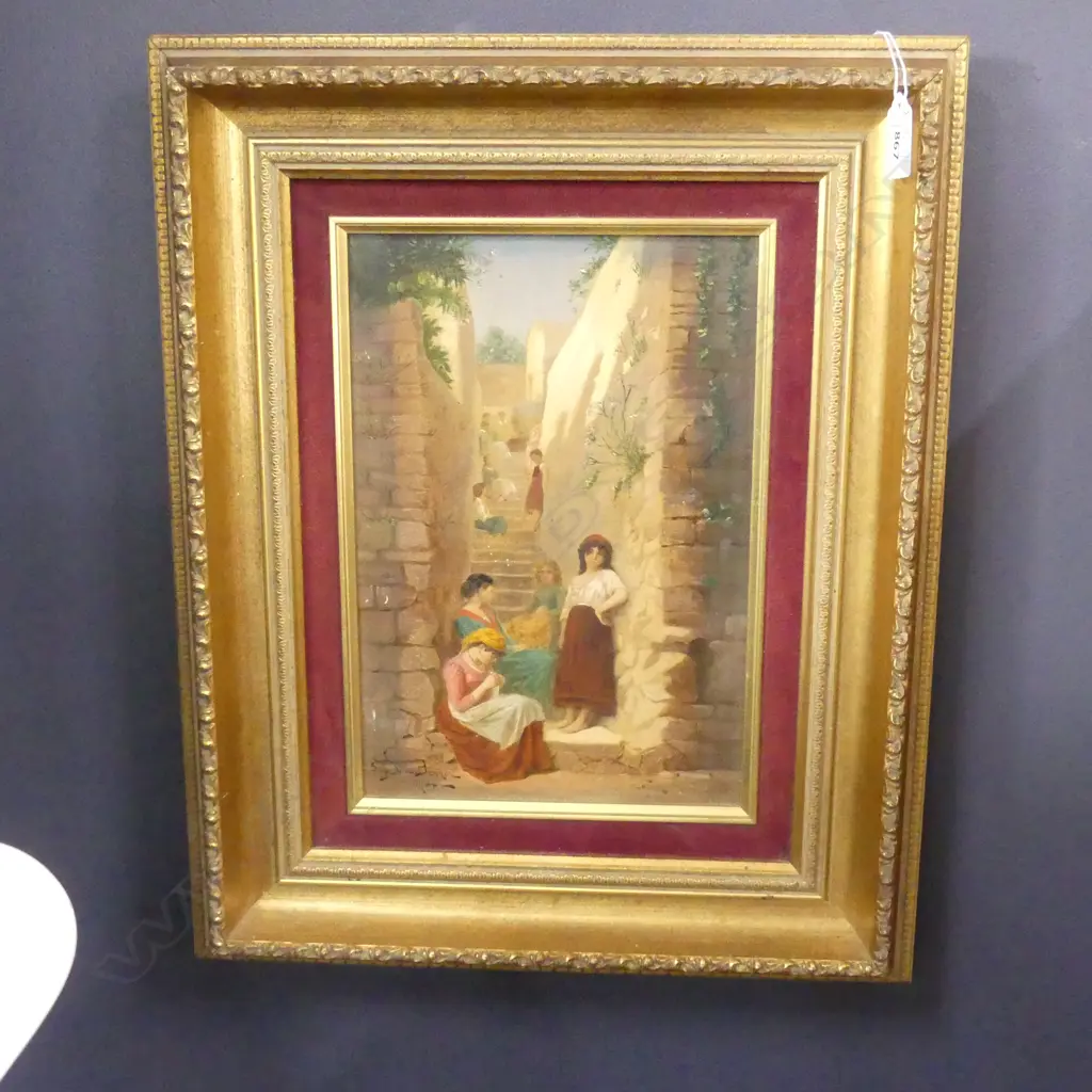 AN ITALIAN OIL PAINTING, AFTER JEAN BENNER'S "UN COIN D'OMBRE A CAPRI" (A CORNER OF SHADE, CAPRI). 285 x 195mm Image 1++