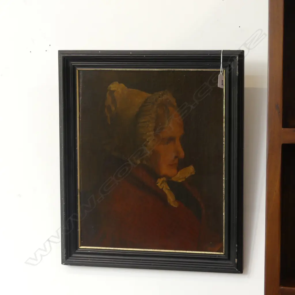 ARTIST UNKNOWN, VICTORIAN CROFTER WOMAN, OIL ON CANVAS LAID ON BOARD, 370 x 455mm Image 1++