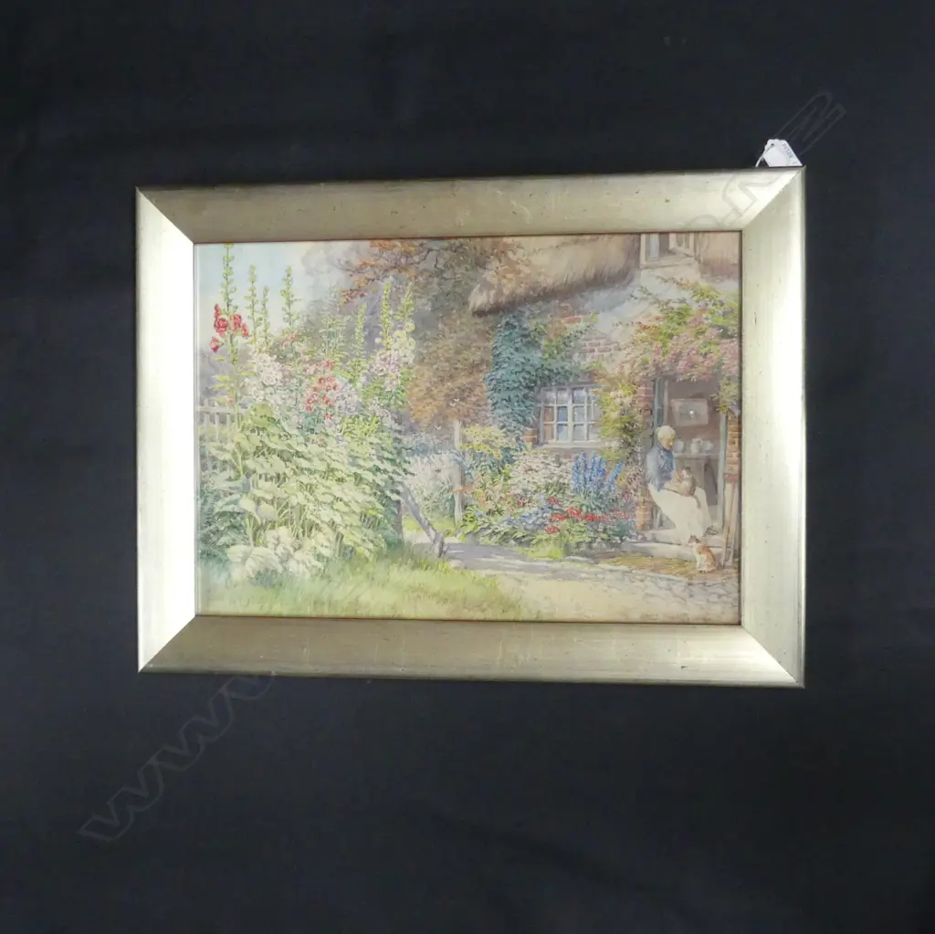 MILES SHARP (1897-1973), W/C, FLORAL GARDEN SCENE, SIGNED, DATED 1922. 340 x 490mm Image 1++
