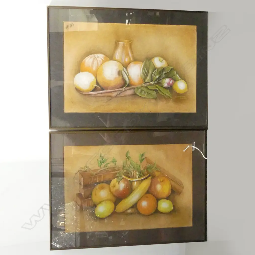 TWO J FAIRCHILD TICKLE, CHALK & PENCIL STILL LIFE DRAWINGS 380 X 250MM Image 1++