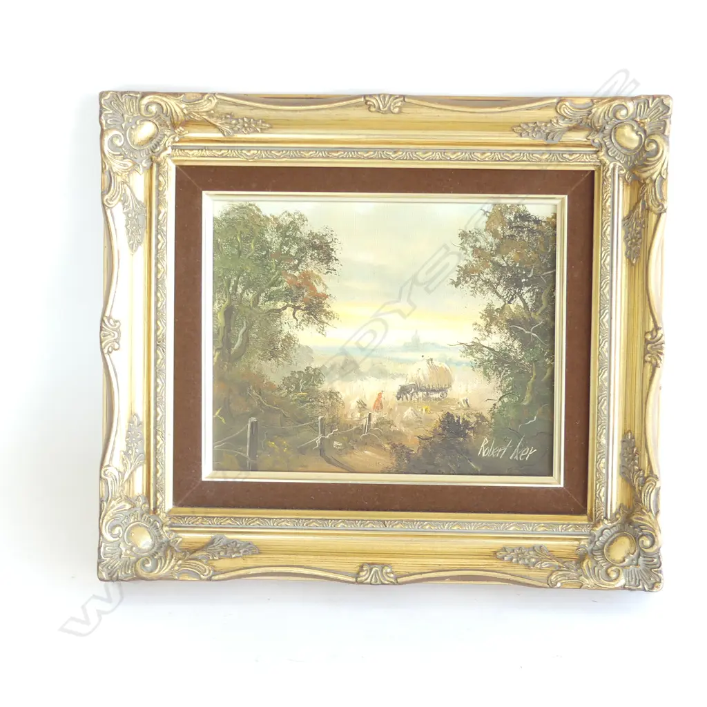 ROBERT IXER, GILT FRAMED OIL ON BOARD, RURAL SCENE, SIGNED,  235 X 190MM Image 1++