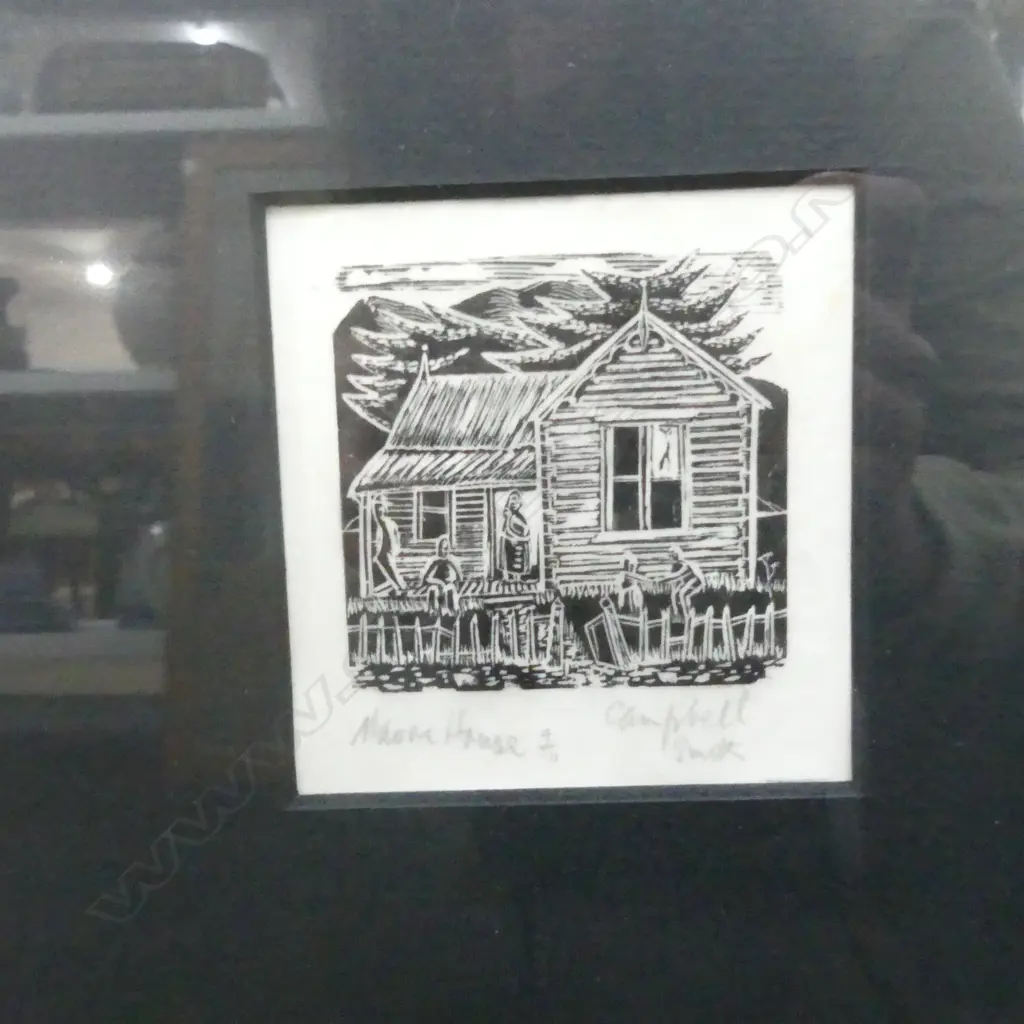 CAMPBELL SMITH TWO WOODCUTS  110 x 85mm 'POET' (A.F) & 'MAORI HOUSE'  Image 1++