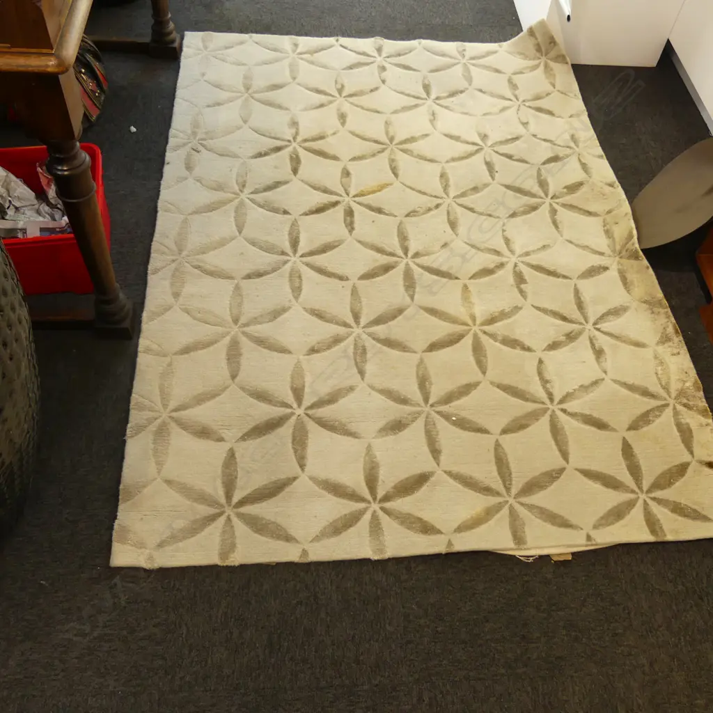 2 MACHINE KNOTTED RUGS; REQ. CLEANING - CHECKS 2320x1610mm / CIRCLES 2100x1500mm Image 1++