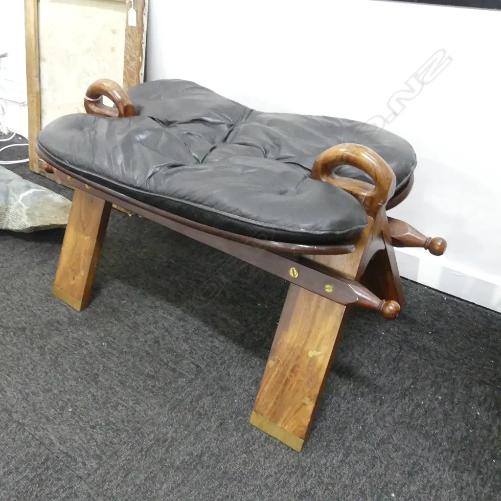 LEATHER CAMEL STOOL Image 1++