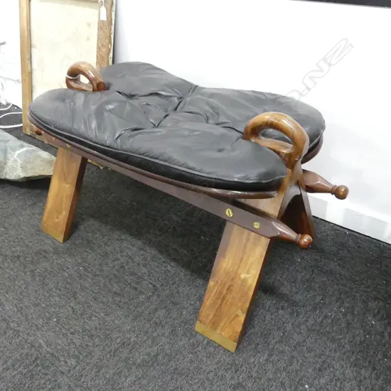 LEATHER CAMEL STOOL