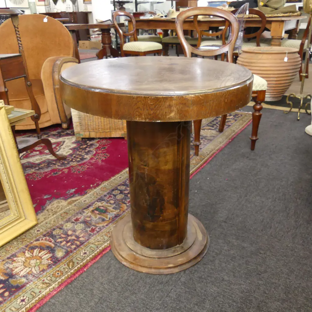 DECO STAINED OAK CIRCULAR SIDE TABLE AF H.675mm 600mm dia Image 1++