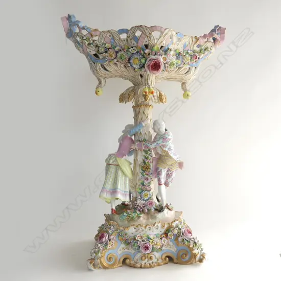 19THC GERMAN PORCELAIN TABLE CENTREPIECE, CROSSED SWORD MARKS, FOUR SECTIONS. A.F. H.760mm