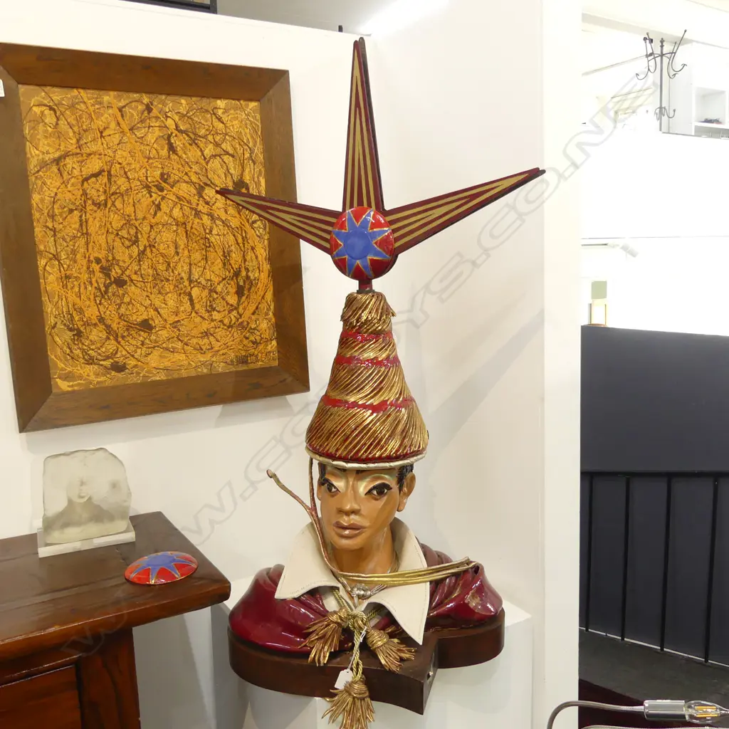 BRUCE PAPAS 3-PART PAINTED CERAMIC BUST, H.1100mm Image 1++