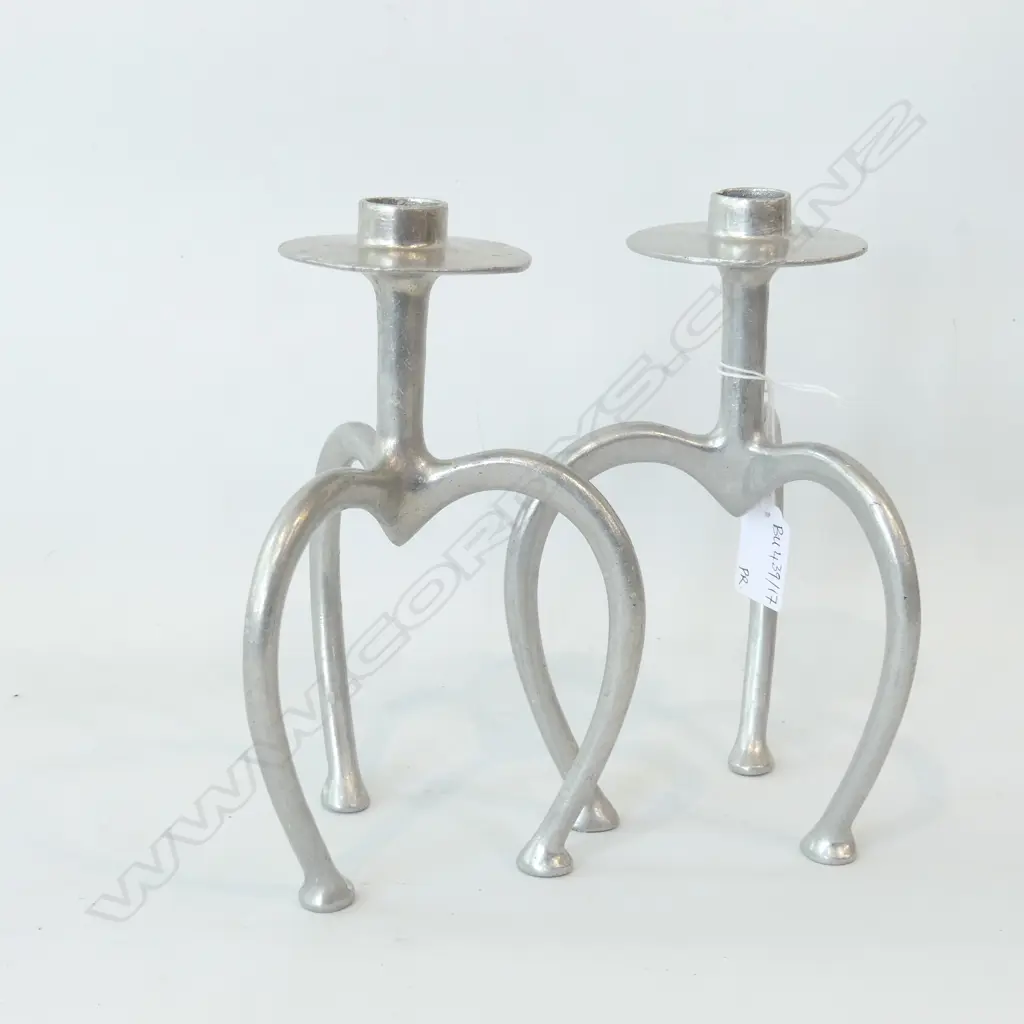 PR STEPHANE RONDEL SILVER METAL CANDLE HOLDERS H.200mm Image 1++