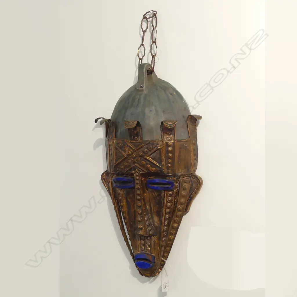 BRUCE PAPAS GILDED CERAMIC TRIBAL MASK H.580mm Image 1++