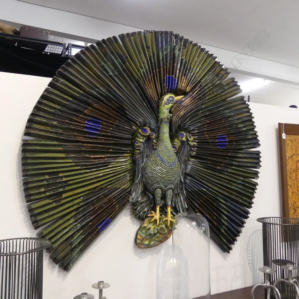 BRUCE PAPAS LARGE PEACOCK TILE ARTWORK 1150x1300mm Image 1++