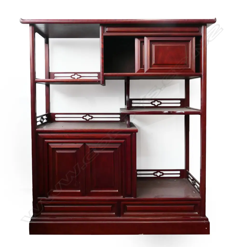 A 20thC Chinese rosewood display cabinet, Image 1++