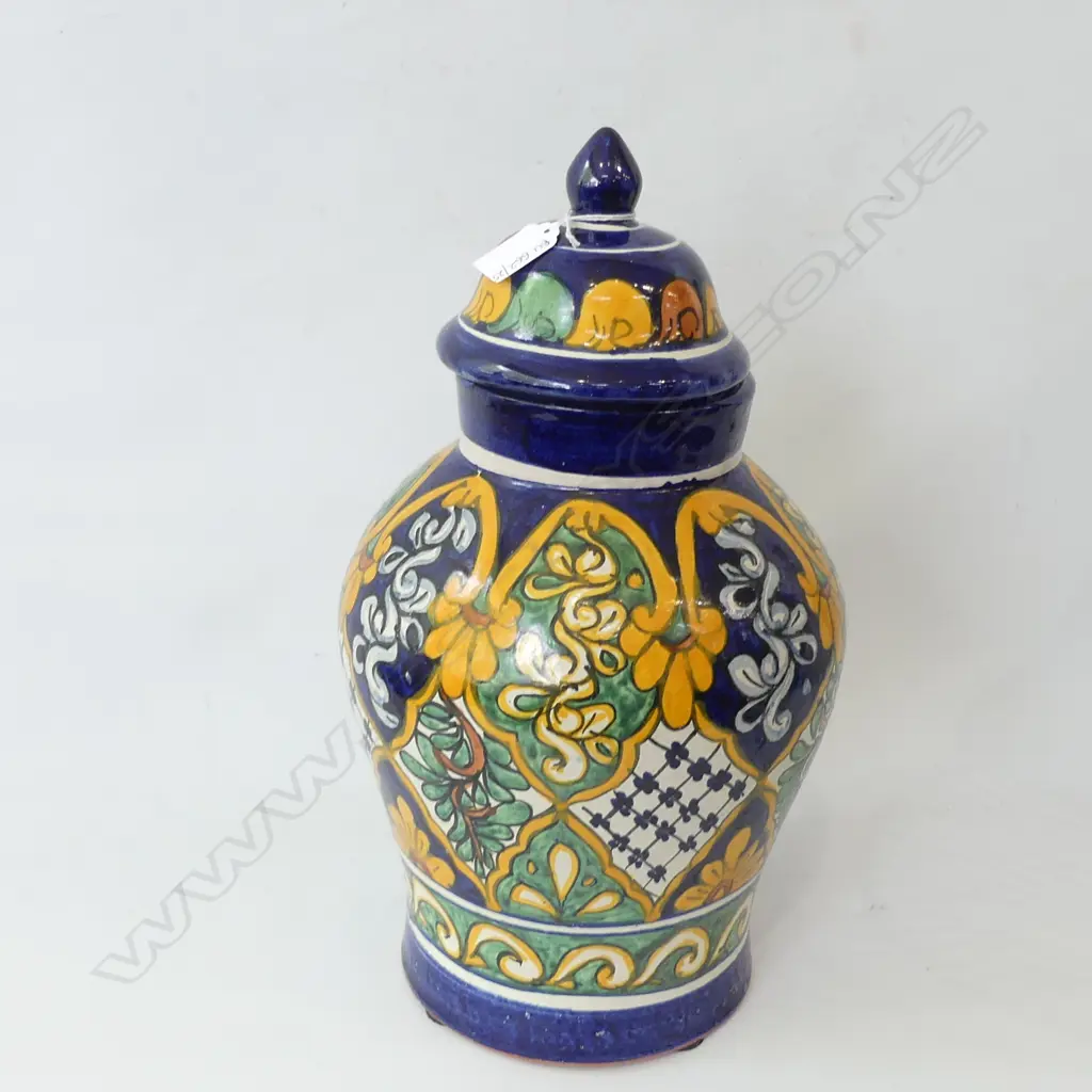LIDDED HAND PAINTED CERAMIC GINGER JAR H.400mm Image 1++