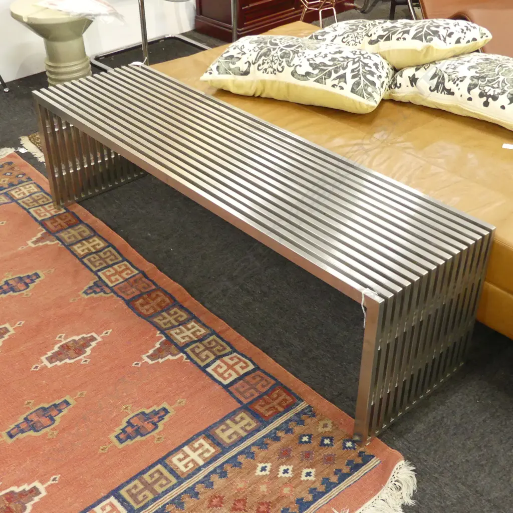 CONTEMPORARY DESIGNER STAINLESS STEEL BENCH 1400x400x420mm Image 1++