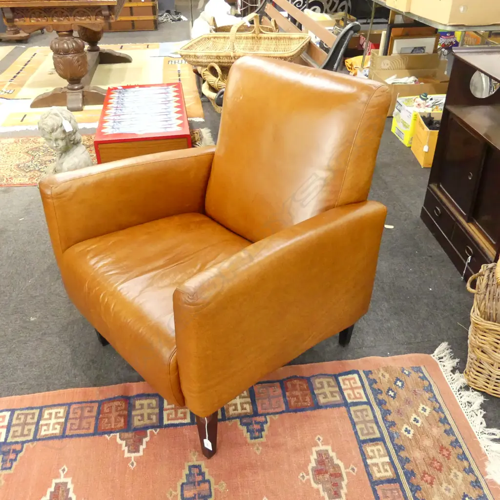 TAN ANILINE LEATHER ARMCHAIR Image 1++
