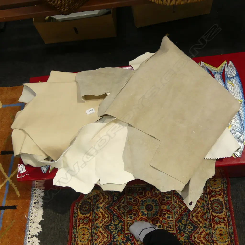 2 LGE PALE LEATHER HIDES Image 1++