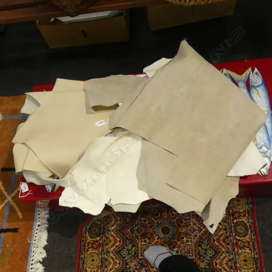 2 LGE PALE LEATHER HIDES