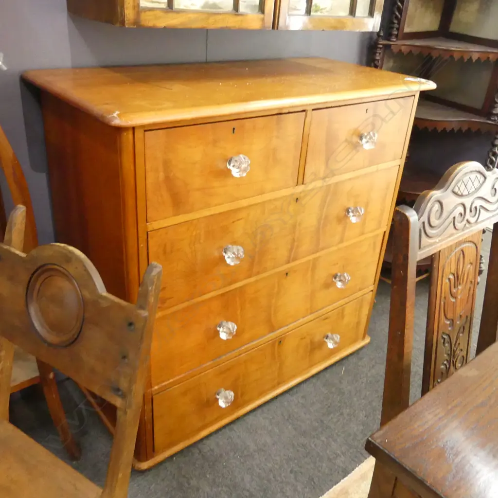 COLONIAL KAURI CHEST OF DRAWERS w. GLASS HANDLES... Image 1++