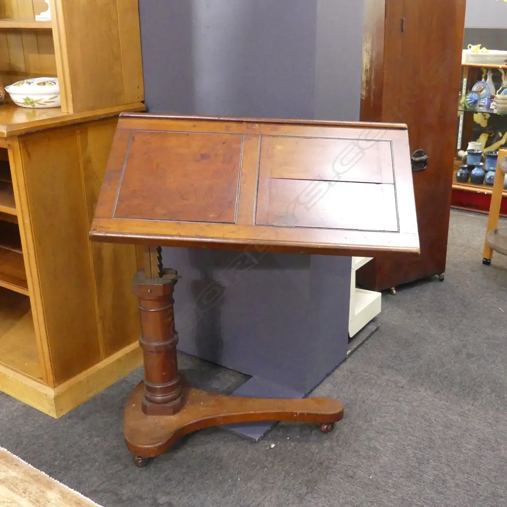 VICTORIAN MAHOGANY ADJUSTABLE READING STAND / 'LITERARY MACHINE'... Image 1++