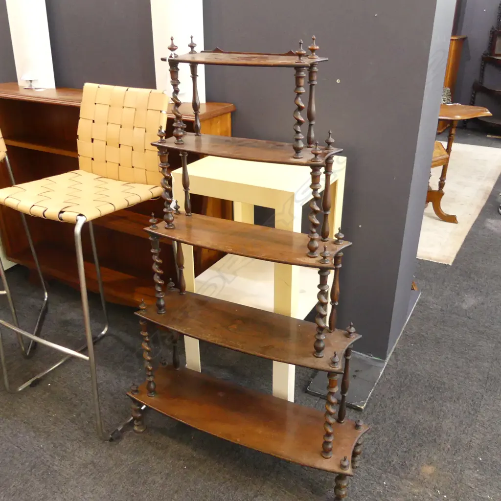 5 TIER VICTORIAN MAHOGANY WHAT NOT H.1210mm Image 1++