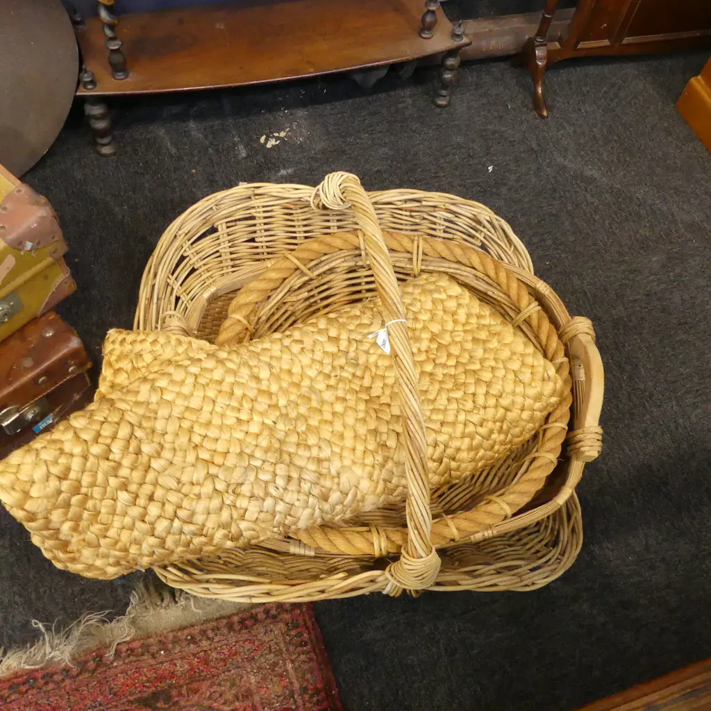 3 WOVEN BASKETS W.660mm + WOVEN MAT Image 1++